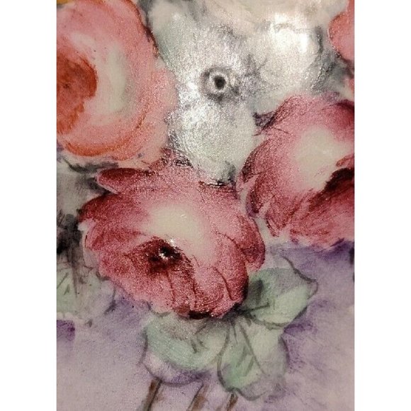 Vtg Kleine Co Vase Art Pottery Roses Handpainted Signed M. H. Davis Floral Gold - Picture 10 of 16